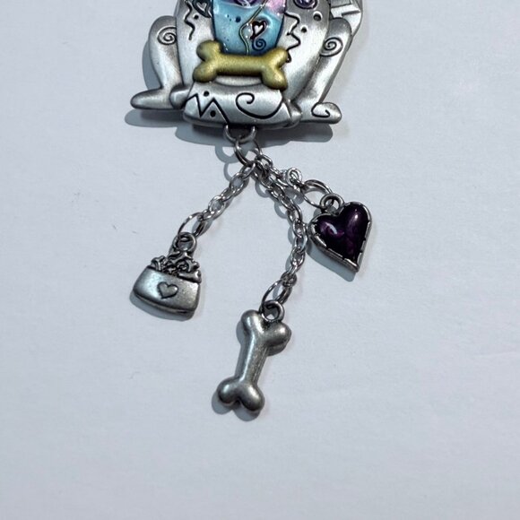 Vintage Ganz Dog Pewter Keychain with Charms Heart Bone Bowl - Picture 3 of 4